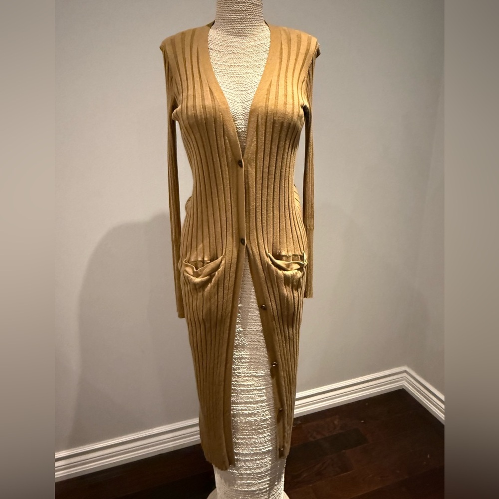 ATM Anthony Thomas Melillo Ribbed Knit Cardigan in Tan